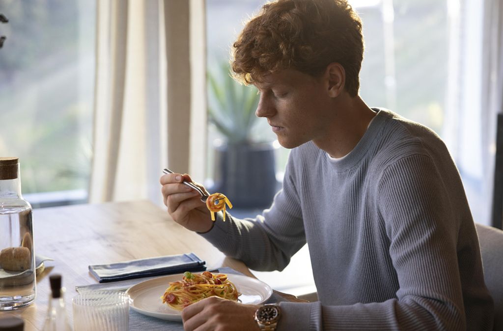 Jannik Sinner e il suo piatto di spaghetti