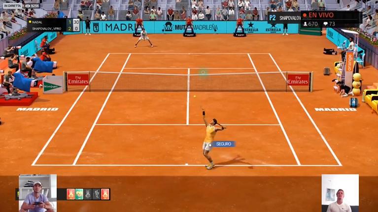 Nadal e Shapovalov giocano il loro tie-break virtuale nell'ambientazione della Caja Magica