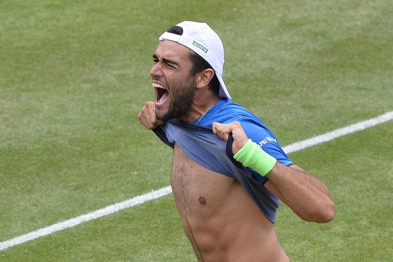 L'esultanza di Berrettini dopo il match point contro Auger Aliassime