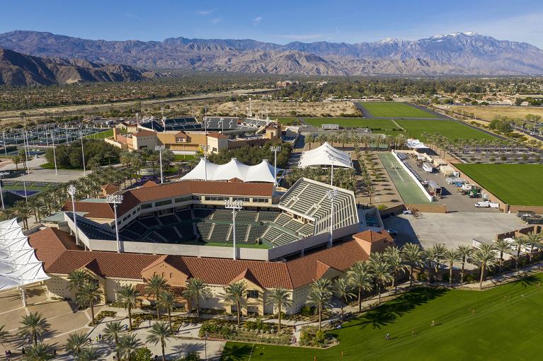 Panoramica sull'impianto del Garden Tennis Center a Indian Wells