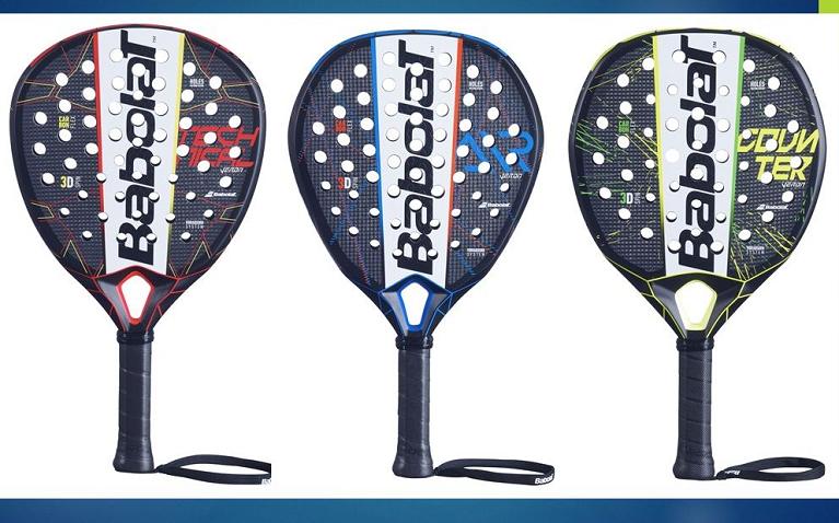 Da sinistra le tre nuove racchette da padel di Baboplat: Technical Veron, Air Veron e Counter Veron