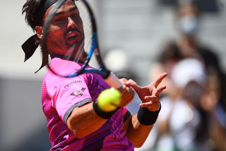 Fabio Fognini colpisce di diritto (foto Getty Images)