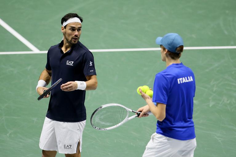 Davis Cup Finals: Fabio Fognini e Jannik Sinner (foto Sposito)