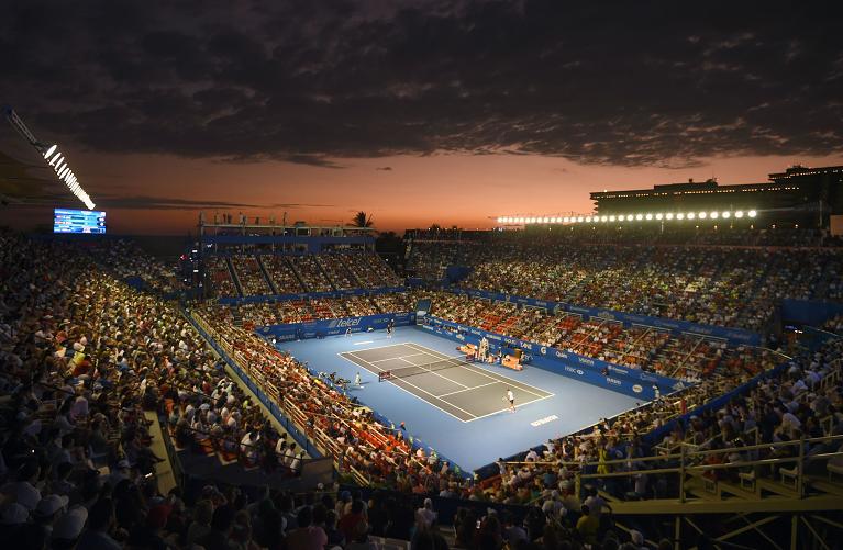 Tramonto sul campo centrale dell'Atp 500 di Acapulco
