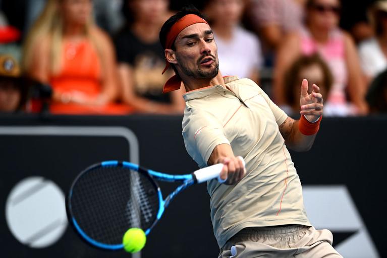 Fabio Fognini colpisce di diritto (foto Getty Images)