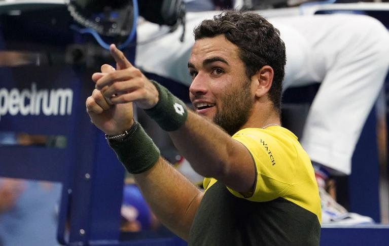 Matteo Berrettini dopo la vittoria su Gael Monfils allo US Open 2019 (Getty Images)