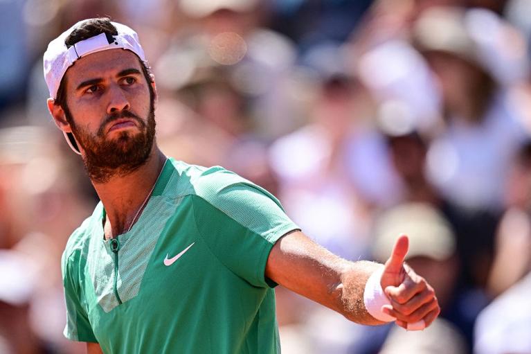 Un'esultanza di Karen Khachanov al Roland Garros (Getty Images)