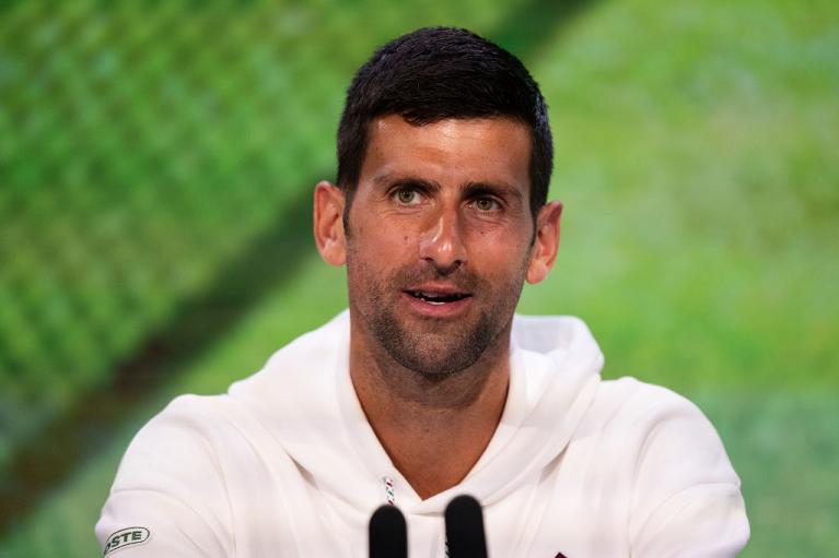 Novak Djokovic in conferenza stampa a Wimbledon (Getty Images)