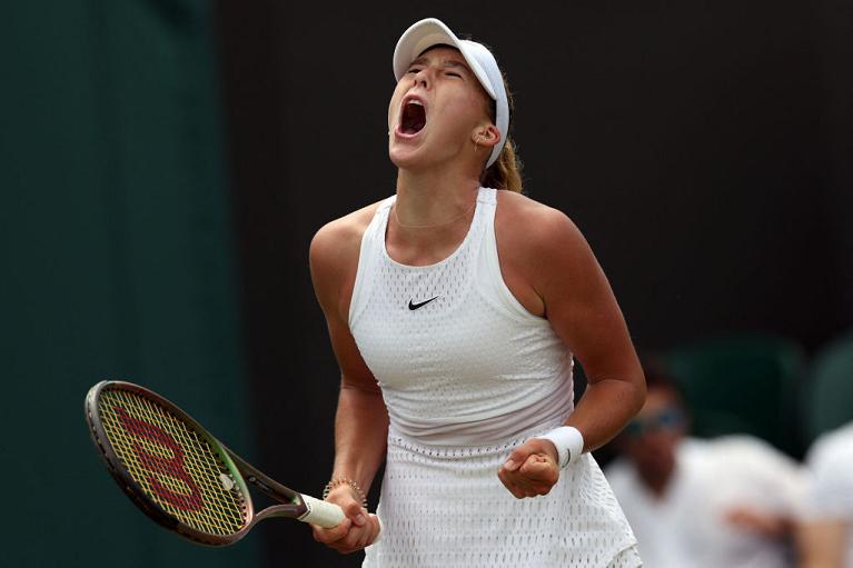 L'esultanza di Mirra Andreeva a Wimbledon (Getty Images)