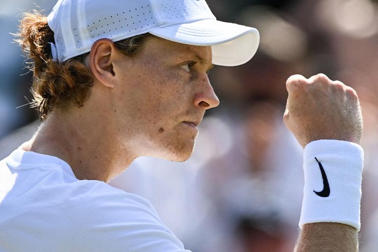 L'esultanza di Jannik Sinner a Wimbledon (Getty Images)