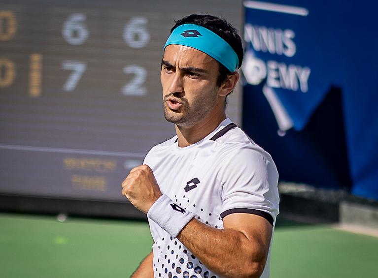 Lorenzo Giustino esulta (foto Combi / MEF Tennis Events)