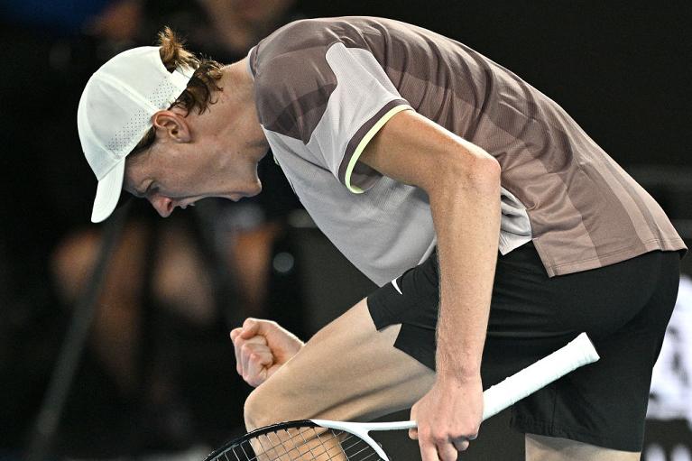Una grintosa esultanza di Jannik Sinner all'Australian Open (Getty Images)