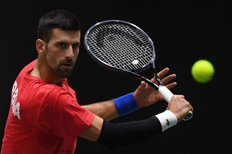 Novak Djokovic in allenamento a Malaga per le Davis Cup Finals (Getty Images)