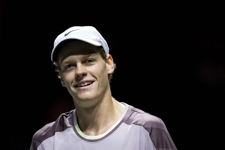 Un primo piano di Jannik Sinner a Rotterdam (Getty Images)