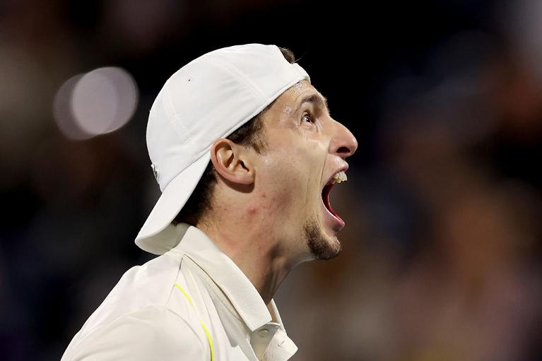 L'esultanza di Ugo Humbert a Dubai (Getty Images)