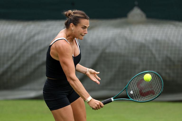 Aryna Sabalenka in allenamento a Wimbledon (Getty Images)