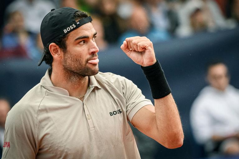 Un'espressione buffa di Matteo Berrettini (foto Getty Images)