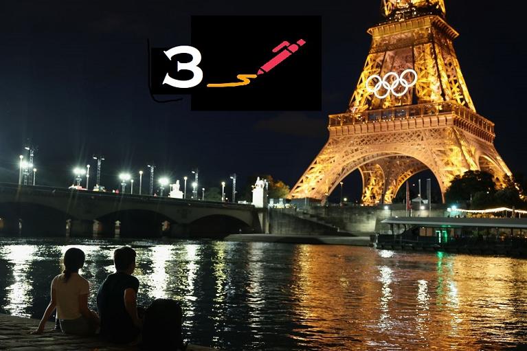 La Tour Eiffel con i cinque cerchi dei Giochi 2024 (Foto Getty, grafica Vecteezy)