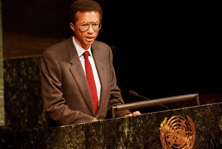 Arthur Ashe parla alle Nazioni Unite nel 1992