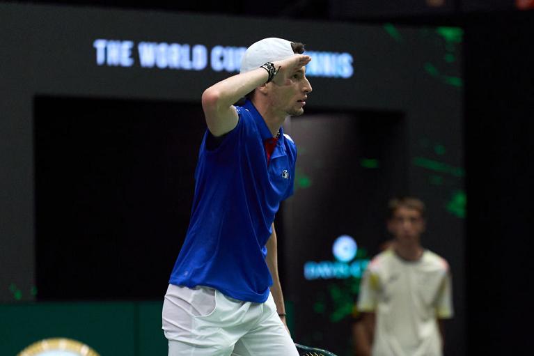 Ugo Humbert in azione in Coppa Davis (Getty Images)