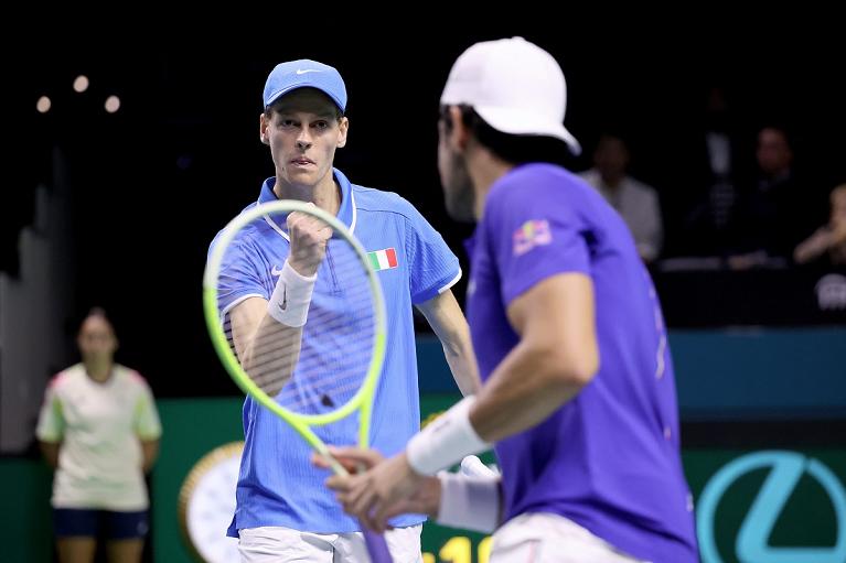 La grinta di Jannik Sinner e Matteo Berrettini (foto Sposito/FITP)