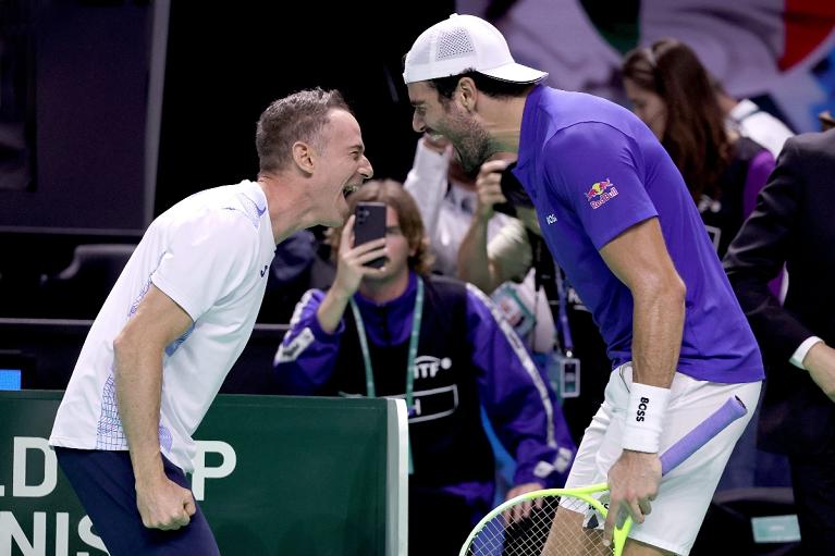 La gioia di Filippo Volandri e Matteo Berrettini (Foto Sposito/FITP)