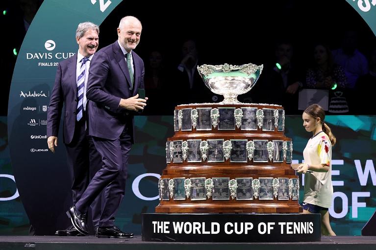 Il presidente della FITP Angelo Binaghi e sullo sfondo quello dell'ITF David Haggerty (foto Sposito/FITP)