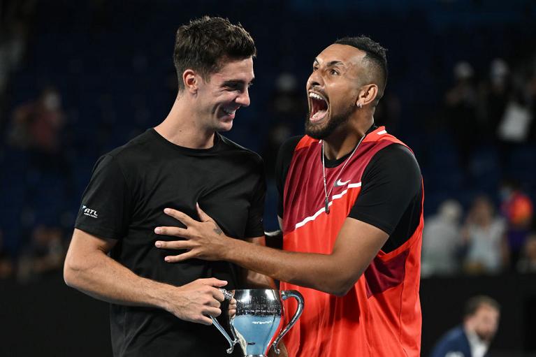 Thanasi Kokkinakis e Nick Kyrgios a Melbourne Park nel 2022 (Getty)