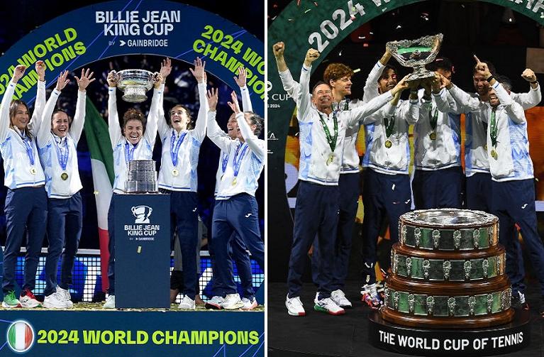 Le squadre azzurre campioni del mondo in Billie Jean King Cup e Davis Cup