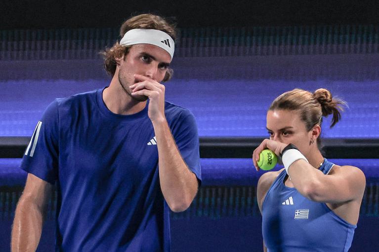 Tsitsipas e Sakkari nel doppio alla United Cup (getty Images)