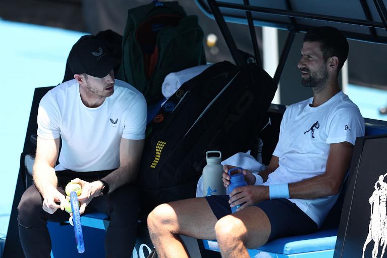 Djokovic con coach Murray (Getty Images)