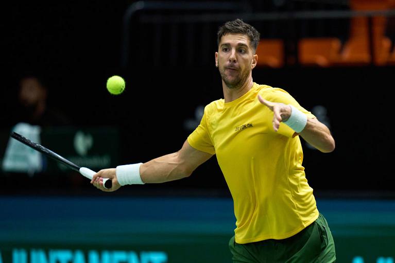 Thanasi Kokkinakis in azione in Davis (Getty Images)