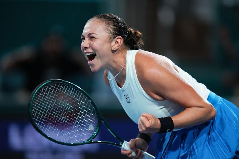 L'esultanza di Amanda Anisimova a Miami (Getty Images)
