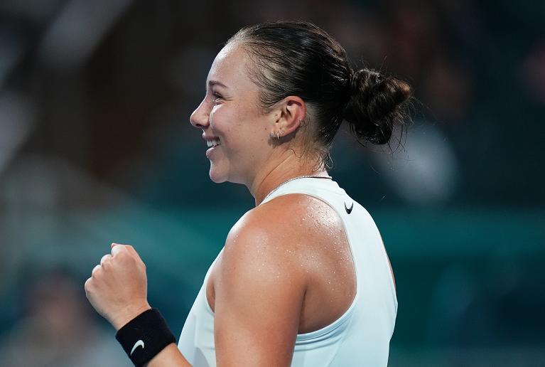 Un'esultanza di Amanda Anisimova (foto Getty Images)