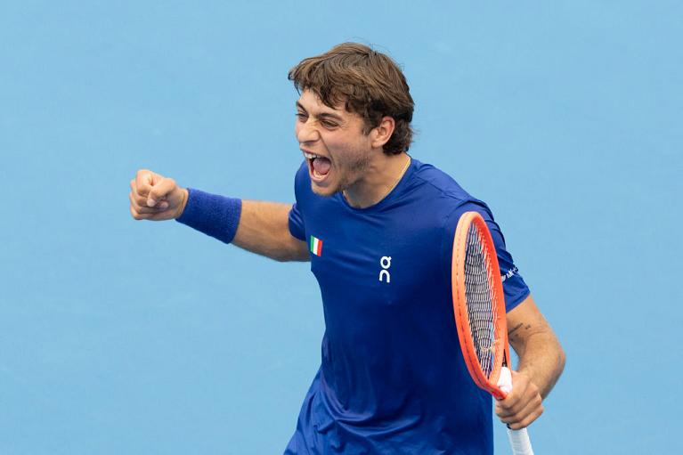 Tutta la gioia di Flavio Cobolli (foto Getty Images)