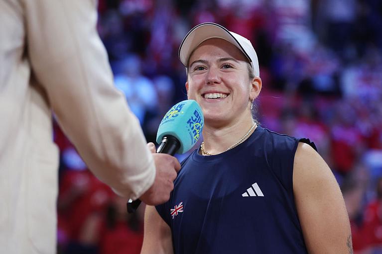 La gioia di Sonay Kartal dopo il debutto in Billie Jean King Cup (Getty Images)
