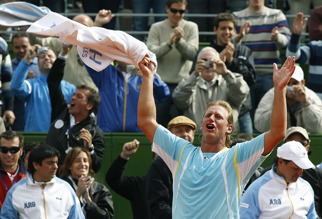 David Nalbandian durante un match con la Nazionale argentina