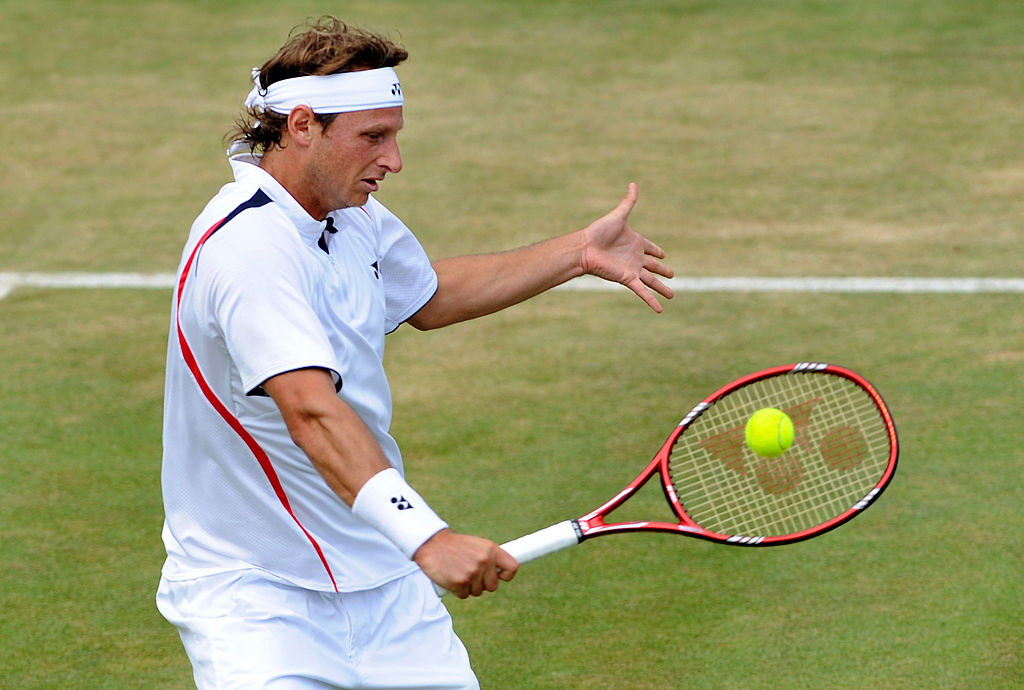 David Nalbandian impegnato a rete