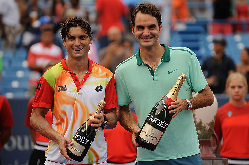Roger Federer e David Ferrer a Cincinnati nel 2014