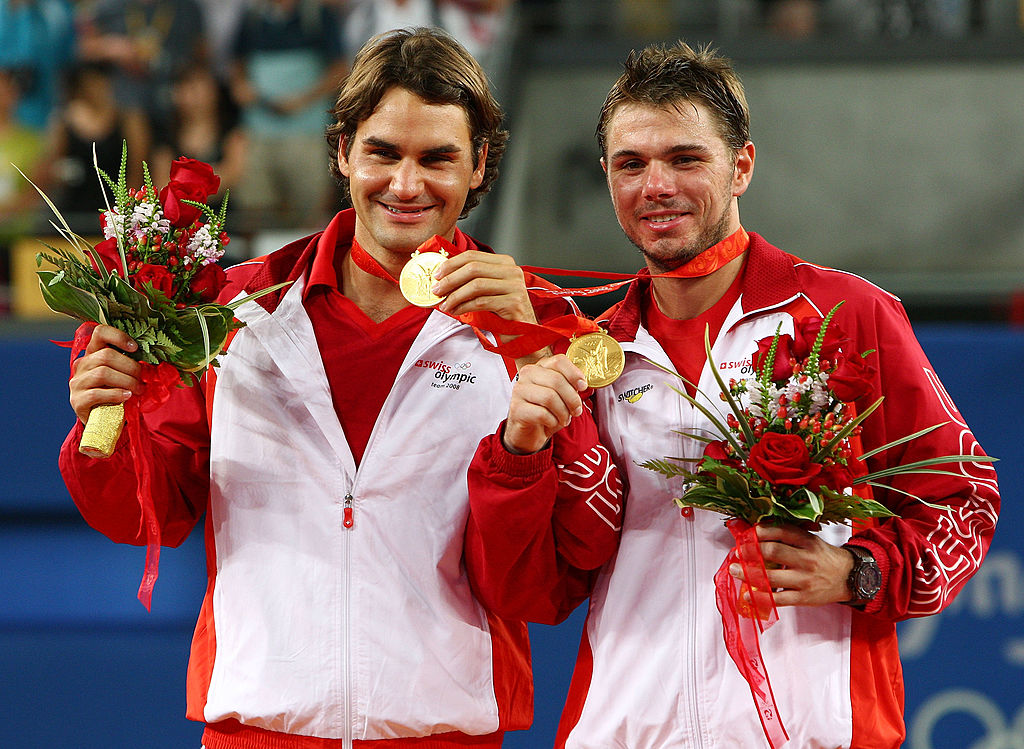 Roger Federer e Stan wawrinka con l'Oro olimpico del 2008