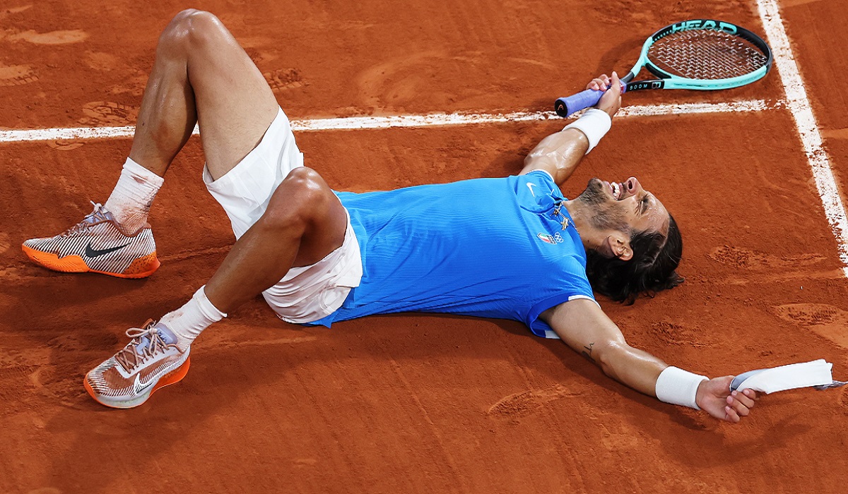 Tutta la felicità di Lorenzo Musetti (foto Getty Images)