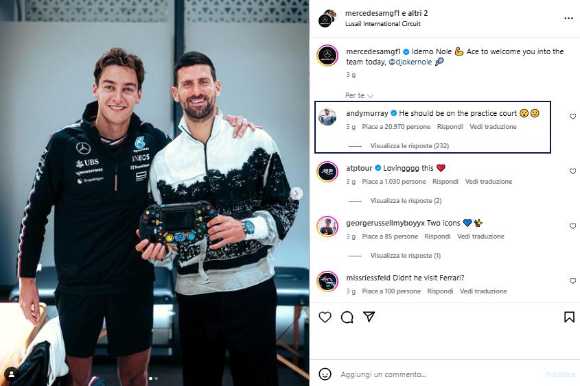 Visti dai social: l’attenzione di coach Murray e l’addio di Delpo