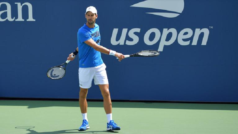 Novak Djokovic in allenamento US Open 2019